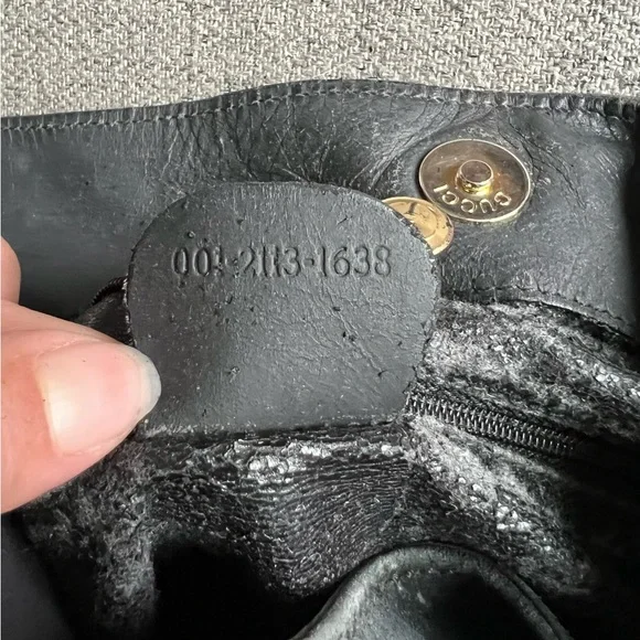 Gucci Black Suede Bamboo top handle bag